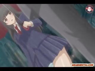Japanese Anime sweetheart Gets Squeezing Her Tits And Finger