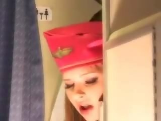 Attractive stewardess krijgt vers zaad aboard