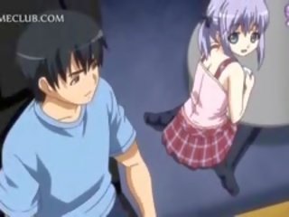 Verlegen anime pop in apron jumping craving penis in bed