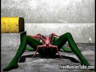 3d karikatur asing stunner mendapatkan kacau keras oleh sebuah spider